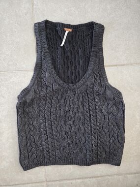 Free People Women's Cable Knit Tank Sweater - Charcoal